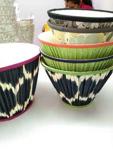 Abat-jour en tissu imprimé de blocs d'ikat en coton doux fait à la main à forte demande pour plafond de sol de table et abat-jour d'éclairage suspendu - Product Image 4