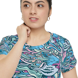 Camiseta de sublimación personalizada para mujer Camiseta de sublimación estampada informal de ajuste suave de poliéster para verano - Product Image 6