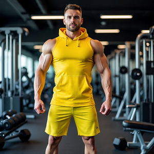 Bodybuilding Sweat à capuche sans manches Running Workout Singlet Tops Gilet Hommes Bodybuilding Sleeveless Hoodie Tops Singlet - Product Image 6