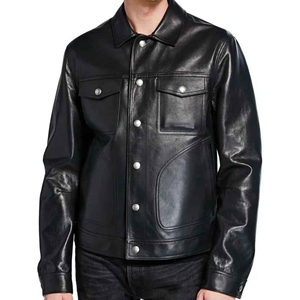 Chaqueta de Cuero Negra para Hombre, Estilo 2025, Abrigo Cálido de Invierno, Personalizable OEM, Forro de Poliéster con Piel Genuina, Decoración con Cremallera en Nurak - Product Image 5