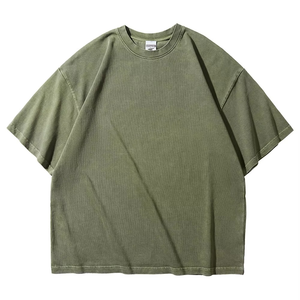 Personalizado al por mayor de gran tamaño lavado ácido pesado 100% algodón hombres camisetas Vintage piedra lavado ácido camiseta - Product Image 3