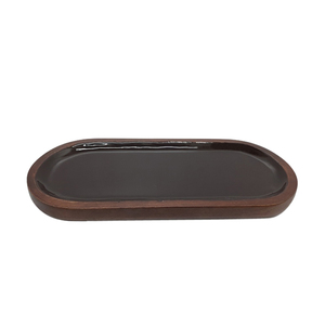 Bandeja DE SERVICIO DE MADERA ovalada creativa Simple en bandeja de servicio de comida de color natural para el hogar y suministros de hoteles hechos a mano personalizados - Product Image 1