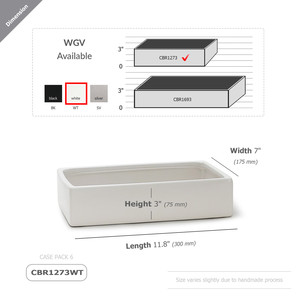 CBR1273WT - White Long Rectangle - 12x7x3 - Product Image 2