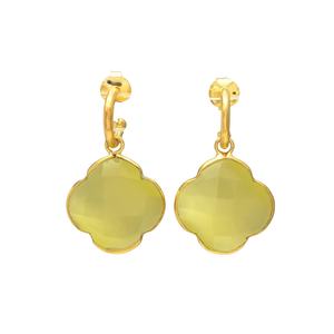 Pendientes con diseño de flores chapados en oro con hermosos pendientes de piedras preciosas de latón - Product Image 1