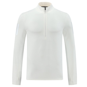 Sweat à capuche demi-zip pour hommes à séchage rapide Fitness Active Top col montant à manches longues pour la course à pied cyclisme grande taille haut extensible - Product Image 6