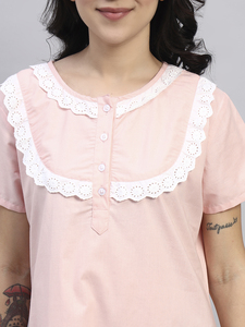Camisón de Mujer 100% Algodón con Encaje, Casual, Elegante, Estilo Victoriano, Transpirable, Largo, de Manga Corta, para Otoño, Verano y Primavera - Product Image 5