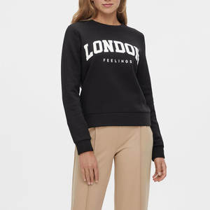 Sweat-shirt femme oversize teint uni unisexe coton sweats à capuche coréens sweats ras du cou vierges logo personnalisé hauts pullover - Product Image 1