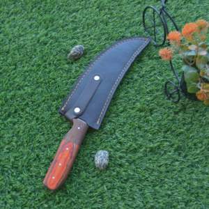 Cuchillo de Caza Galway Grove Hecho a Mano en Acero de Damasco, Punta de Clip, Borde Plano, Mango de Madera de 13 Pulgadas, Funda de Cuero Fino de Grado Industrial - Product Image 6