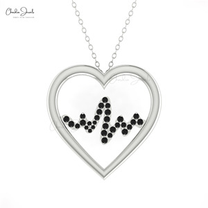 Wholesale Supplier Natural 0.33 Cts Round Cut <b>Black</b> Diamond <b>Heart</b> Pendant With 14k Fine Gold Love Necklace For Valentine's Gift - Product Image 2