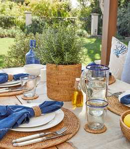 Eye-catching Design Wholesale Handmade Natural Rattan Coaster Set of 6 Coaster for Table <b>Decoration</b> <b>Kitchen</b> <b>Accessories</b> - Product Image 2