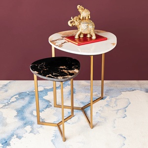 New Eco-Friendly Easy to Clean <b>Round</b> Shape & Modern Design Stainless Steel <b>Side</b> & Center <b>Table</b> for Living Room Bedroom Hotel - Product Image 5