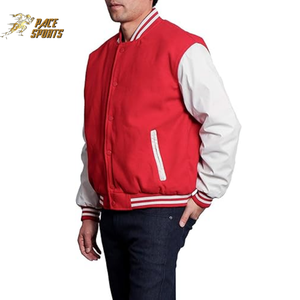 แจ็กเก็ตเบสบอลสำหรับผู้ชายเสื้อทีมโรงเรียนผ้าฝ้ายขนสัตว์พรีเมี่ยมทันสมัย - Product Image 3