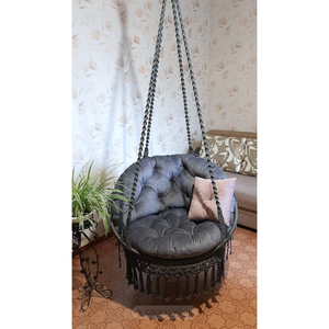 Silla Colgante de Macramé Boho Hecha a Mano, Silla de Jardín Colgante de Cuerda de Algodón para Interiores y Exteriores - Product Image 1