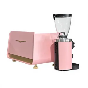 Moulin à café commercial rose, double poignée, corps en acier inoxydable, moteur haute précision, 220V, garantie 3 ans pour café - Product Image 4