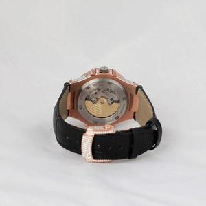 Demi glacé luxueux Moissanite diamant clouté montre de luxe noir bande de caoutchouc cadran fonction Date pour hommes et femmes - Product Image 3