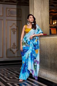 Soie de satin à la mode avec le fabricant de mode de femme de saree imprimé numérique de Surat au taux le plus bas - Product Image 2