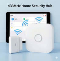 חיישן רטט אלחוטי 433MHz גלאי שבירת זכוכית, אזעקת זעזועים ברגישות גבוהה לאבטחת הבית