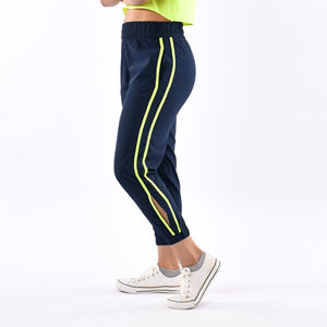 Señoras cintura alta abertura lateral azul marino mujer impreso Unisex pantalones de chándal personalizado chándal Jogger pantalón para mujer - Product Image 6