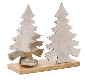 Metal raw nickel plated and mango wood <b>Christmas</b> <b>candle</b> holder <b>Christmas</b> decoration Festival gifts - Product Image 1