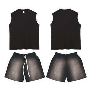 T-shirts imprimés décontractés tendance porter un ensemble court survêtement d'été ensemble débardeur et short sans manches imprimés pour hommes - Product Image 3