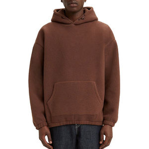 New Arrival Customized Men's <b>Sherpa</b> Fluffy Fleece <b>Hoodie</b> Heavyweight Thick Fur Pullover with Embossed Print Design - Product Image 1