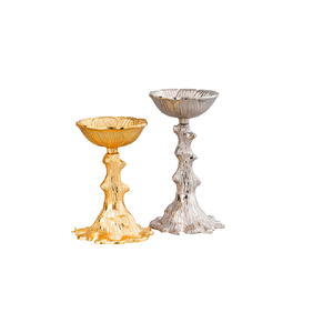 Soporte de vela individual de Metal de Pilar Alto de diseño personalizado hecho a mano soporte de vela de Color plateado de tallo largo para Navidad Pascua - Product Image 4