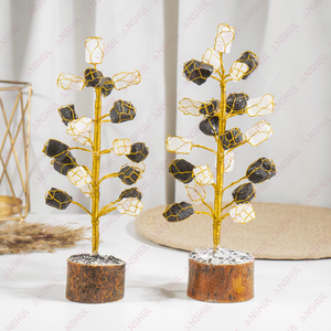 Venta Exclusiva: Árboles de Piedras Preciosas de Selenita y Turmalina Negra de Alta Calidad, Grado AAA, Diseño Lujoso, 21 Piezas, Base de Madera Natural - Product Image 3