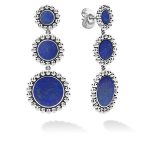 Boucles d'oreilles Lapis lazuli pour femmes, boucle d'oreille en argent sterling 925 avec pierres précieuses, boucle d'oreille d'aspect antique faite à la main - Product Image 1