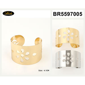 Bracciale a Polsino con Fiore Lindo Fashion 4.1Cm Placcato Oro Gioielli Unisex - Product Image 1