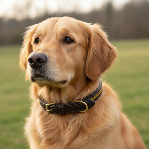 Collar de perro de cuero acolchado marrón oscuro de primera calidad con incrustaciones de Chevron dorado Impermeable Cómodo Tamaño personalizado Todas las estaciones - Product Image 4