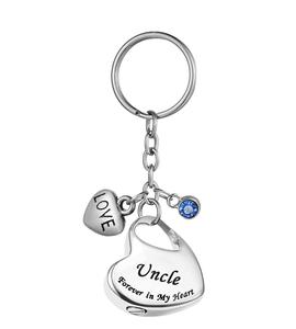 Oncle personnalisé métal famille en coeur en acier inoxydable mémorial souvenir urne porte-clés pour cendres crémation bijoux taille personnalisée - Product Image 4