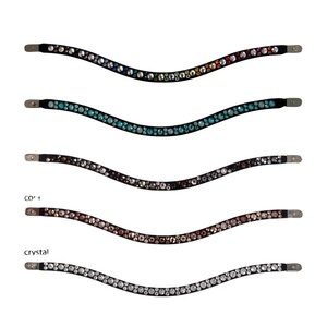 Exclusivamente hecho a mano Durable Horse Frontier Brow Band Cuero personalizado con diamantes de imitación brillantes Fabricante de forma curva - Product Image 1