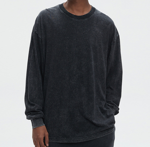 Basics Hommes Boxy Crewneck lavé à l'acide French Terry Pull Respirant Dropshoulder Crew Neck Sweat coton mélangé - Product Image 2
