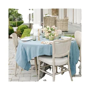 Perfect Fit Linen Cover for Round Tables Round Fitted Tablecloth