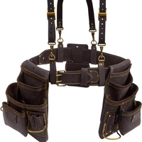 Outils de charpentier en cuir huilé avec bretelles rembourrées, ceinture de charpentier avec bretelles et pochettes, double en gros