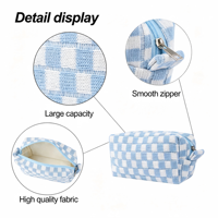 Nouvelle Trousse de Maquillage Légère à Fermeture Éclair Motif Damier Multicolore 2026, Idéale pour les Voyages, Logo Personnalisable