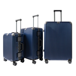 Luggage With Spinner Wheels 8003 Pc Aluminum Frame Fashion Luggage Set Metal Logo <b>Suitcase</b> 3Pcs Carton <b>Box</b> Manufacturer - Product Image 5