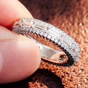 14k <b>Rose</b> Gold Fine Jewelry Band with Channel Set Baguette round Cut Lab Grown Diamond Wedding Eternity Vermeil Romantic Style - Product Image 5