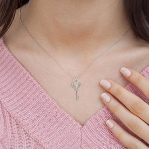 Moissanite हीरा दिल कुंजी हार घन Zirconia प्रशस्त जिक्रोन दिल कुंजी के लिए अवस्र्द्ध हार महिलाओं उपहार - Product Image 5