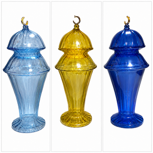 Brûleur d'encens en verre coloré de luxe avec couvercle décoratif à crochet, encensoir en verre de style arabe pour Bakhoor, encens - Product Image 4