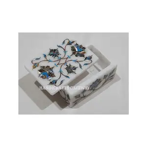 Belle nouveau fournisseur indien Antique incrustation Design boîtes blanc bas prix acheteur fait à la main en marbre naturel nacre bijoux - Product Image 1