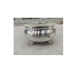 New Silver Brass <b>Dessert</b> <b>Bowl</b> with Embossed Design for Home Hotel and Restaurant Metal Serving <b>Bowl</b> with Silver Color - Product Image 4