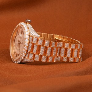 Nouveau luxe à la mode fait à la main entièrement glace VVS Leb cultivé montres diamant mouvement automatique verre cadran fenêtre analogique Hip Hop Style - Product Image 2