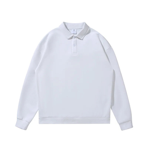 Men's <b>Navy</b> Blue Knitted Long Sleeve for Pullover Loose Fit Casual Button up Collar <b>Sweatshirt</b> 100% Cotton Fleece Winter Wear - Product Image 4