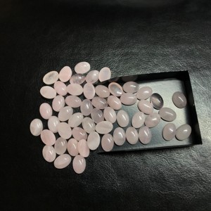Vente en gros cabochon ovale en quartz rose naturel 6x8mm certifié IGI cristal de quartz rose semi-précieux de qualité AAA calibré en vrac - Product Image 6