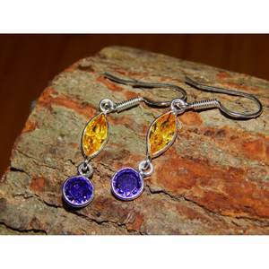 925เงินสเตอร์ลิงต่างหูอินเทรนด์พลอยอเมทิสต์ซิทรีนจากธรรมชาติของขวัญวันครบรอบแต่งงานเครื่องประดับเงินสุดหรู - Product Image 3