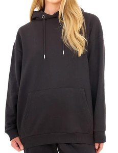 Sweat à capuche uni noir streetwear pour femme – Qualité supérieure, respirant, coupe oversize, logo personnalisé pour l'hiver et l'extérieur - Product Image 1