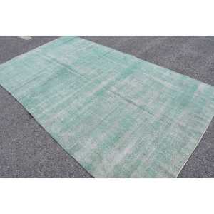 Alfombra Turca de 5.5x10.1 pies, Alfombra Grande Vintage, Alfombra Abstracta Verde y Blanca - Product Image 2