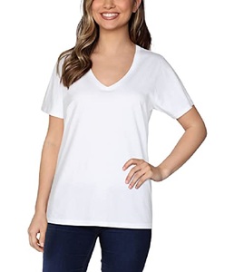 Logo personnalisé coton de haute qualité col en v femmes t-shirts plaine femmes hauts vêtements d'été t-shirt pour hommes livraison DDP - Product Image 2