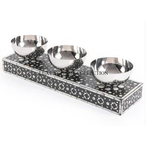 Bols de service en métal de qualité supérieure faits à la main avec une finition moderne et élégante conçus pour les repas quotidiens et festifs - Product Image 1